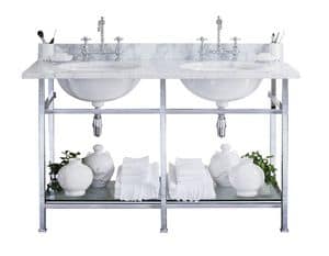 Celine Console, Console made of marble of  Carrara with a double washbasin