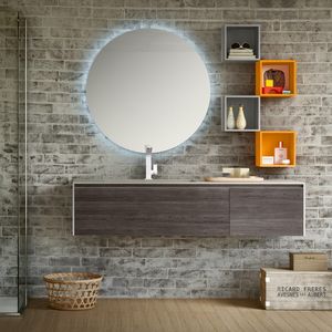 Change comp. 35, Bathroom cabinet with top in eco-cement, for hotels