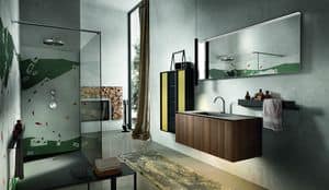 Chrono 306, Bathroom furniture with column made of aluminum and glass