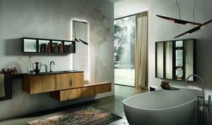 Chrono 310, Bath composition made of antique oak wood and marble Marengo