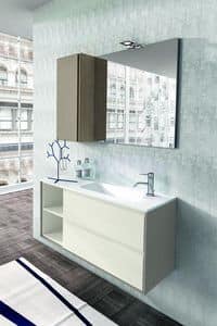 Cloe 33, Bathroom furniture made of oak with mirror and wall cabinet