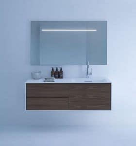 Coc 01, Bathroom furniture with clean lines, with elm wood doors