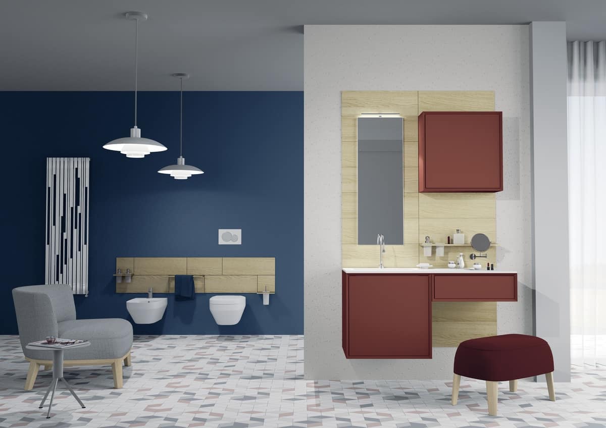Bathroom Furniture Brightly Colored With Mirror Idfdesign