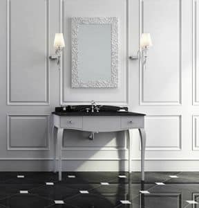 Dolce Vita 02, Bathroom furniture in classic style, matt white with black marble top