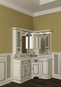 Elba comp.17E, Bathroom furniture arrangement, color white cinnamon, marble top Asiago
