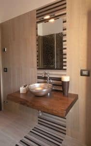 Elie 1, Top in solid wood with washbasin in cristal, contemporary style