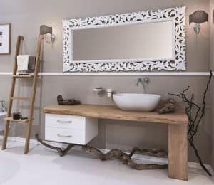 Elie 4, Top in solid wood, with 2 drawers and ceramic washbasin