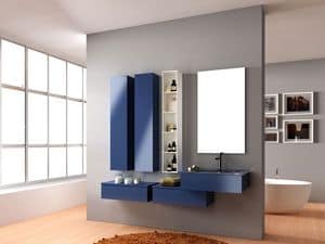 Fly comp.1, Composition for modern bathroom with bathroom vanity, mirror and wardrobes