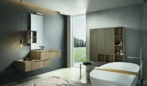 Kyros 112, Composition of bathroom furniture with wooden wall units