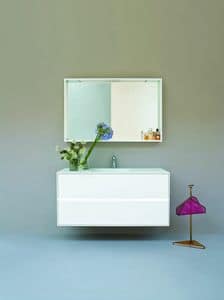 Light 02, Bathroom cabinet with two drawers, with integrated sink.
