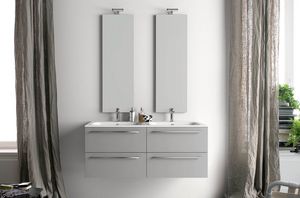 Lime  comp.26, Bathroom cabinet with double washbasin and vertical mirrors