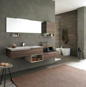 Lime  comp.40, Bathroom furniture with large washbasin and shelves