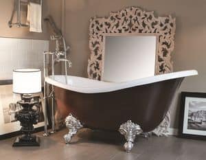 Margot, Cast iron baroque bathtub with white enameled interior, exterior available in various finishes