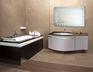 Rodi comp.01RO, Modern bathroom cabinet, LED backlit mirror, automatic drawer