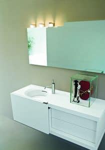 Slide 04, Compact bathroom furniture, with sliding door, white color