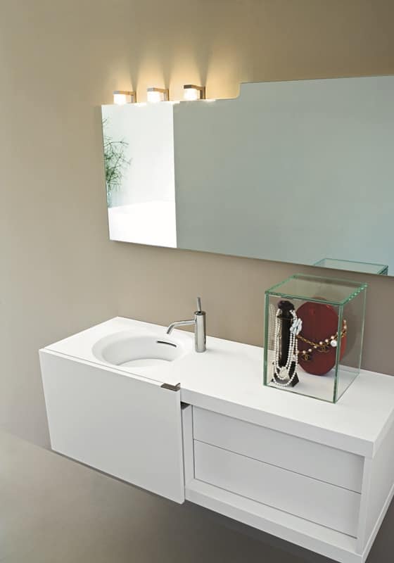Compact Bathroom Furniture With Sliding Door White Color Idfdesign