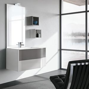 STR8 comp. 15, Bathroom cabinet with drawers, shelves, and LED light