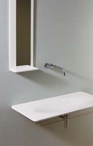 Moments, Essential mirror made in Corian, with shelf
