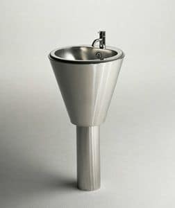 Euclide, Free-standing washbasin, in stainless steel