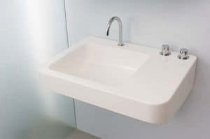 Montecatini, Rectangular ceramic sink, drain on the right side