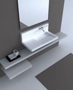 Pamplona 2008, Wall sink, in Corian, with mixer