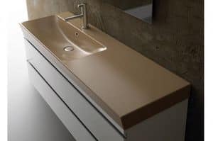 SET-UP Washbasin 121 cm, Ceramic basin, with lateral support