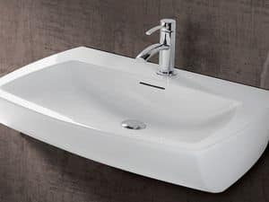 SQUARE BASIN, Wall-hung washbasin in ceramic