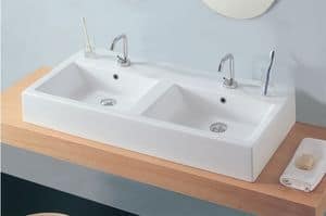 WELL 2, Ceramic sink with double basin