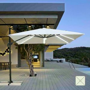 Garden parasol with LED Solar Light 3x3 square aluminum arm PARADISE - PA303UVL, Parasol with LED light and integrated solar panel