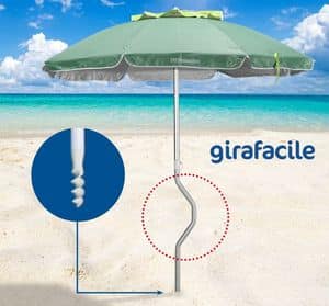 Patented beach umbrella Girafacile  GF20ALUV, Sun umbrella with drill bit for easy screwing