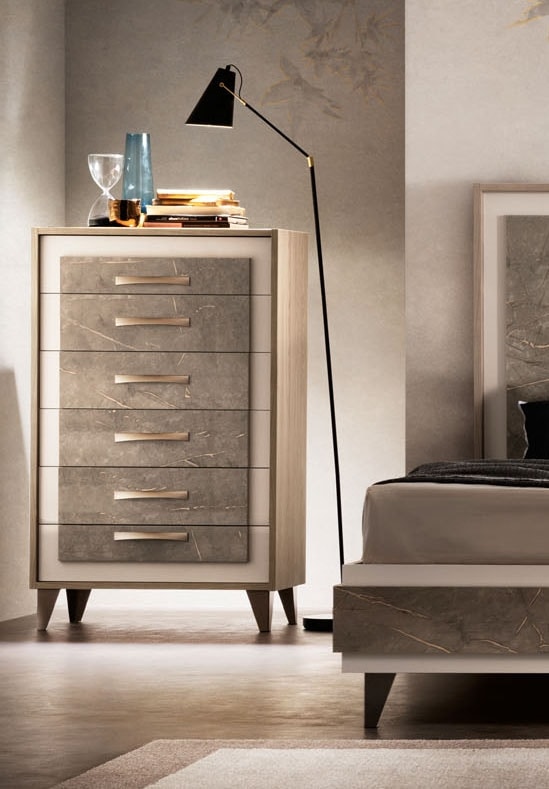 AMBRA tall chest of drawers, Tallboy with marble fronts