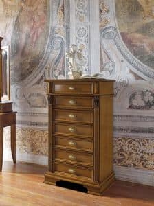 Art. 44530 Puccini, Wooden tallboy in classical style, for bedrooms