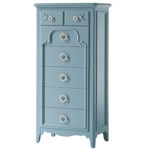 Art. AX723, Elegant chest of seven drawers, with pastel colour finish