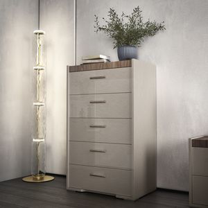Nora Art. NOBCOCM02, Tall chest of drawers in lacquered wood and walnut