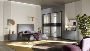 Prestige titanio 1, Modern bedroom furniture with titanium finish