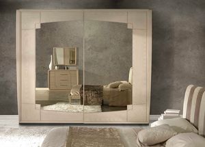 A 706, Ash wardrobe, with sliding doors and mirror bronzed