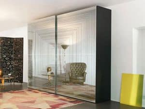 Anfiteatro Optical, Wardrobe with sliding doors with etched glass