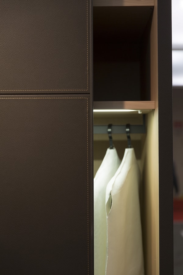 ARKON, Wardrobe with sliding doors covered in leather