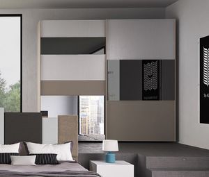 Elva, Wardrobe with two sliding doors, with mirror inserts
