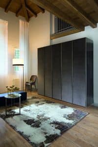 ELYSEE wardrobe version fabric, Wooden wardrobe with metal frames, covered in fabric