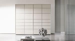 FRAMMENTI, Wardrobe with sliding door, finishing with doped crystals