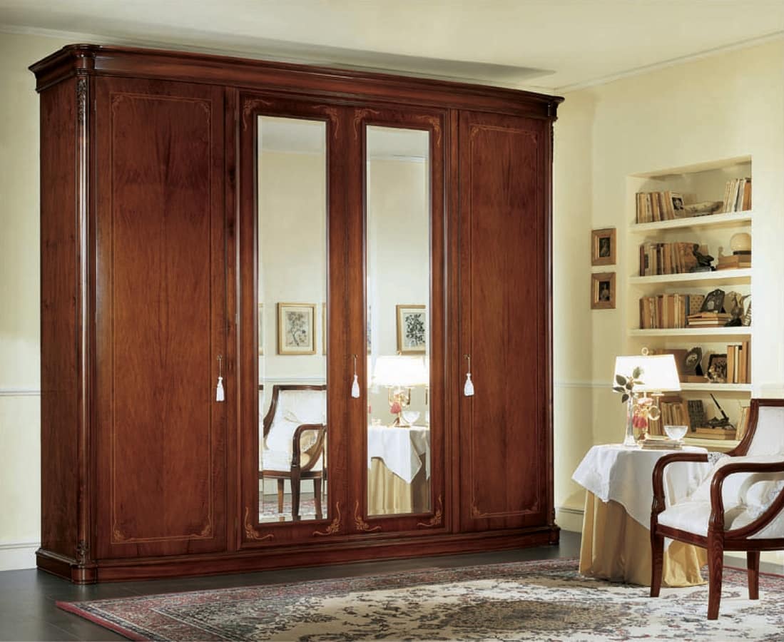 Gardenia armadio con specchio, Armoire with beveled mirrors and internal drawers