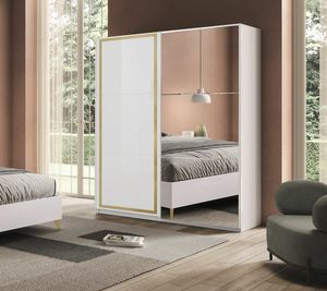 Gold sliding door wardrobe, Wardrobe with 2 sliding doors, with mirror