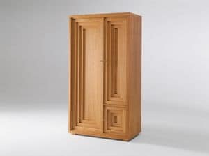 Josef Hoffmann wardrobe, Cabinet in cherry natural wood, three doors, Viennese design
