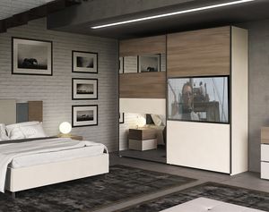 Roberta, Wardrobe with sliding doors, with modern and clean lines