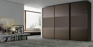 TRIS LINO, Cocoa-colored wardrobe, sliding opening