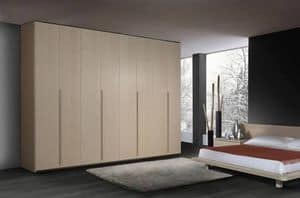 Wardrobe 22, Contemporary wooden wardrobe, 6 hinged doors, for bedrooms