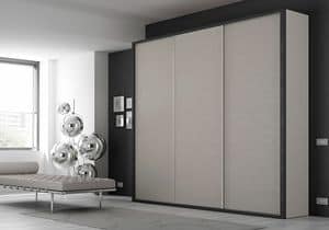 Wardrobe Frame AF 27, 3 door wardrobe with lacquered frame and drawers