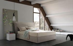 Aladino, Double bed with upholstered headboard and tall sommier