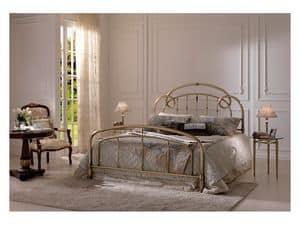 AMBRA 1395, Classic double bed in antique bronze brass